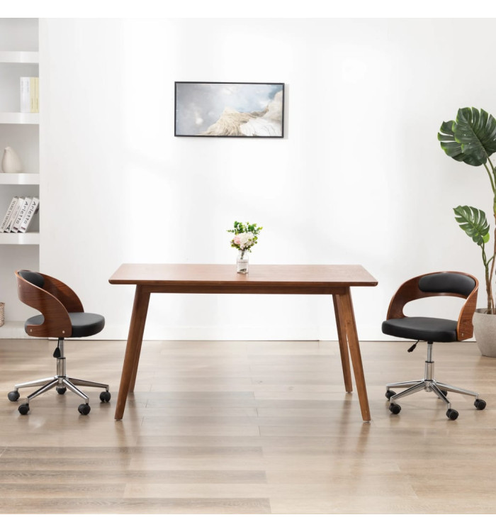 Chaise pivotante à manger Noir Bois courbé et similicuir | Mobilier & Déco