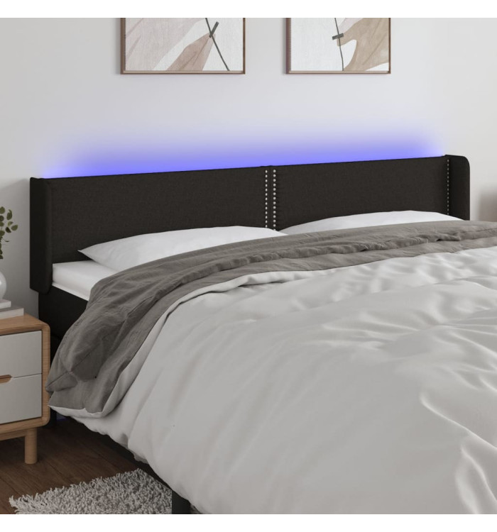 Tête de lit à LED Noir 163x16x78/88 cm Tissu | Mobilier & Déco