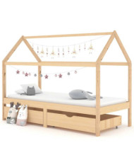 Cadre de lit d'enfant avec tiroirs Bois de pin massif 90x200 cm | Mobilier & Déco