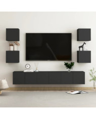 Ensemble de meubles TV 7 pcs Noir Bois d'ingénierie | Mobilier & Déco