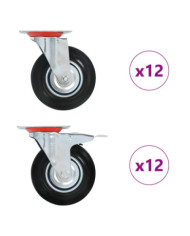 24 pcs Roulettes pivotantes 125 mm | Mobilier & Déco