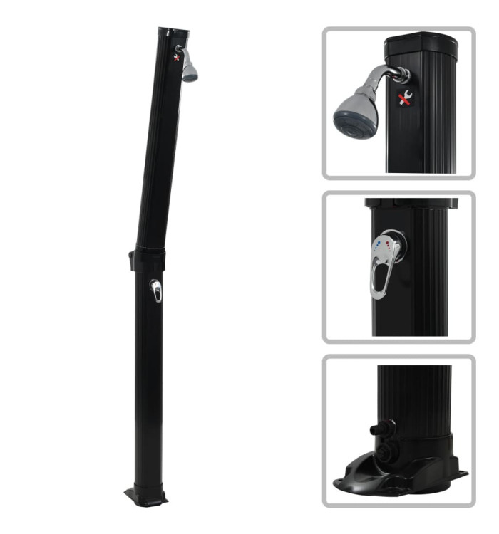 Douche solaire pliable Noir 214 cm 23 L | Mobilier & Déco