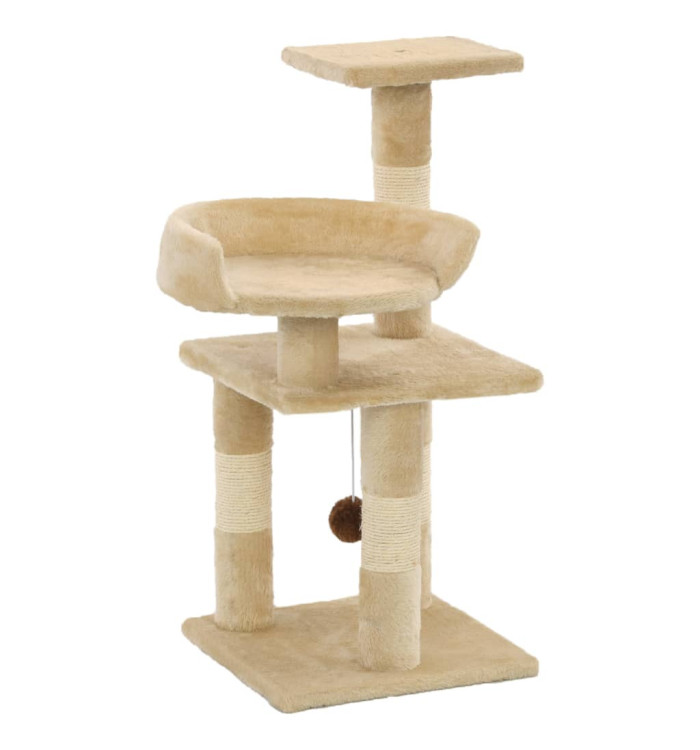 Arbre à chat avec griffoirs en sisal 65 cm Beige | Mobilier & Déco