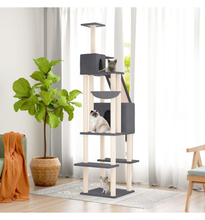 Arbre à chat avec griffoirs en sisal Gris foncé 201 cm | Mobilier & Déco
