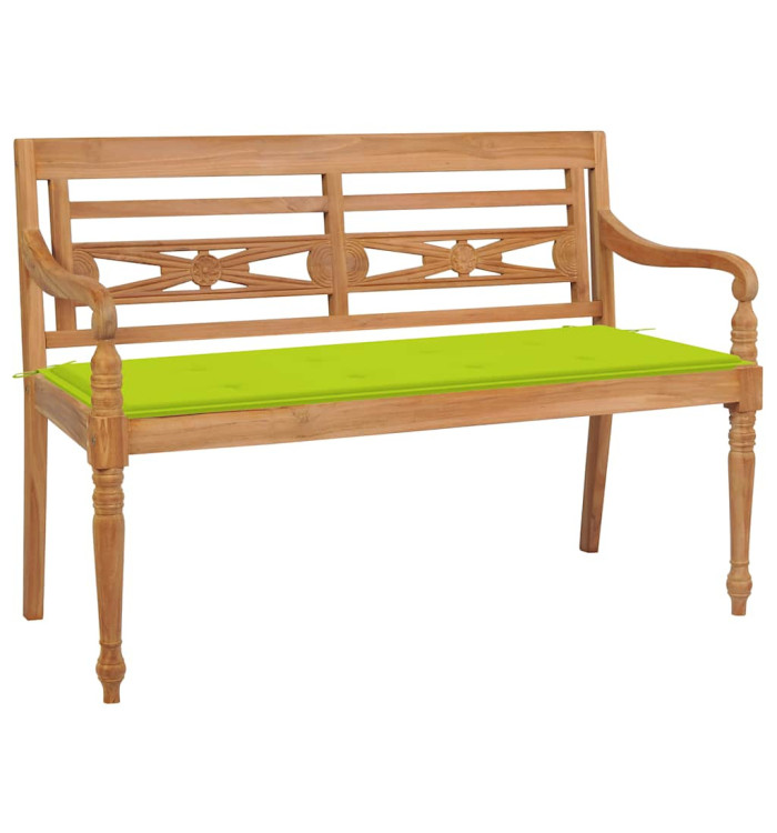 Banc Batavia avec coussin vert vif 120 cm Bois de teck massif | Mobilier & Déco