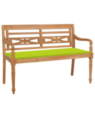 Banc Batavia avec coussin vert vif 120 cm Bois de teck massif | Mobilier & Déco