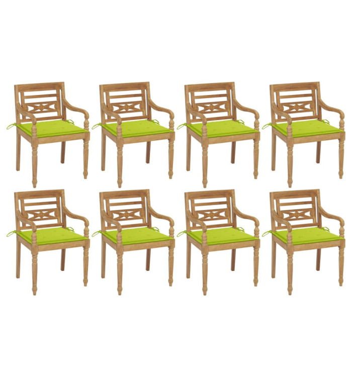Chaises Batavia avec coussins lot de 8 Bois de teck solide | Mobilier & Déco