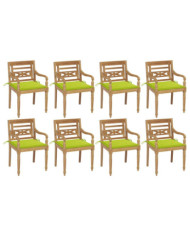 Chaises Batavia avec coussins lot de 8 Bois de teck solide | Mobilier & Déco