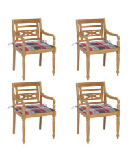 Chaises Batavia avec coussins lot de 4 Bois de teck solide | Mobilier & Déco