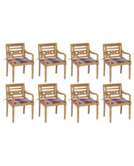 Chaises Batavia avec coussins lot de 8 Bois de teck solide | Mobilier & Déco