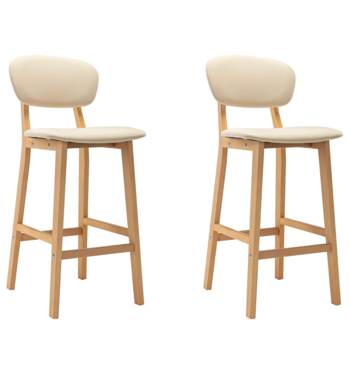 Tabourets de bar lot de 2 crème tissu | Mobilier & Déco