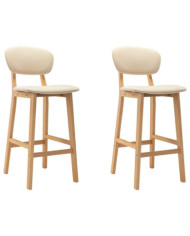 Tabourets de bar lot de 2 crème tissu | Mobilier & Déco