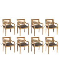 Chaises Batavia avec coussins lot de 8 Bois de teck solide | Mobilier & Déco