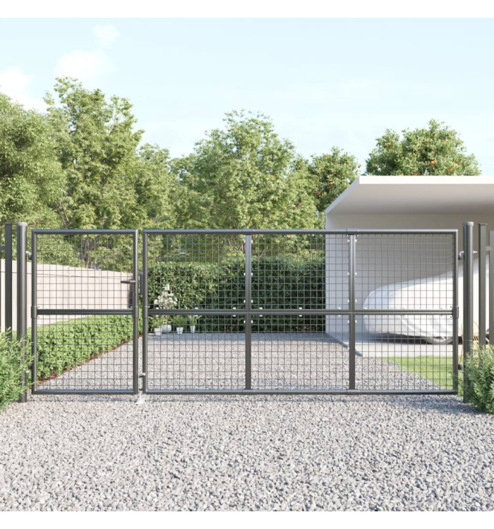 Portal de jardin maille anthracite 350x175 cm acier galvanisé | Mobilier & Déco