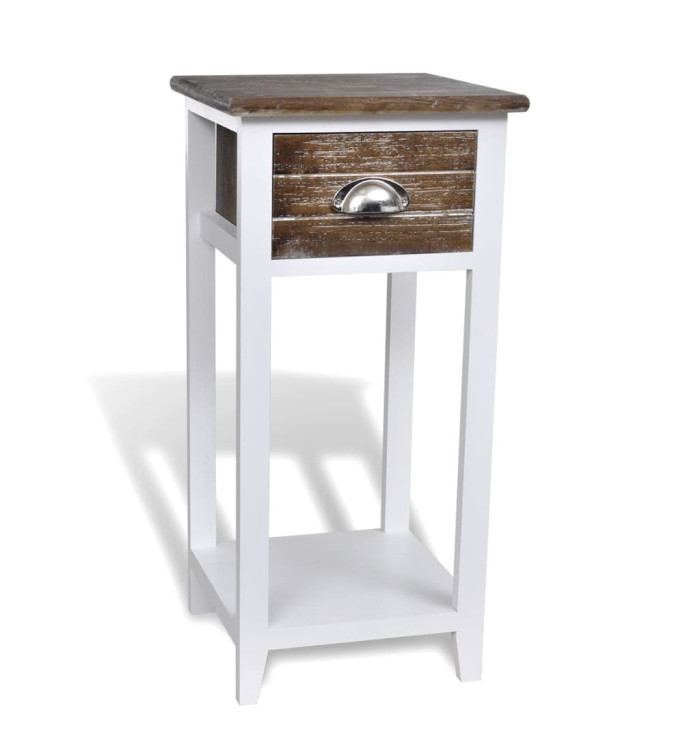 Table de chevet avec 1 tiroir Marron et blanc | Mobilier & Déco