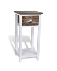 Table de chevet avec 1 tiroir Marron et blanc | Mobilier & Déco