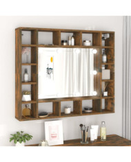 Armoire à miroir avec LED Chêne fumé 91x15x76,5 cm | Mobilier & Déco