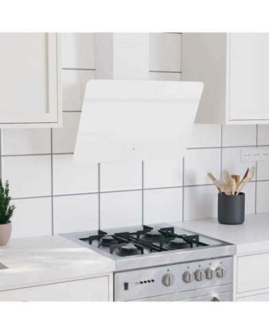 Hotte murale 60 cm Acier et verre trempé Blanc | Mobilier & Déco