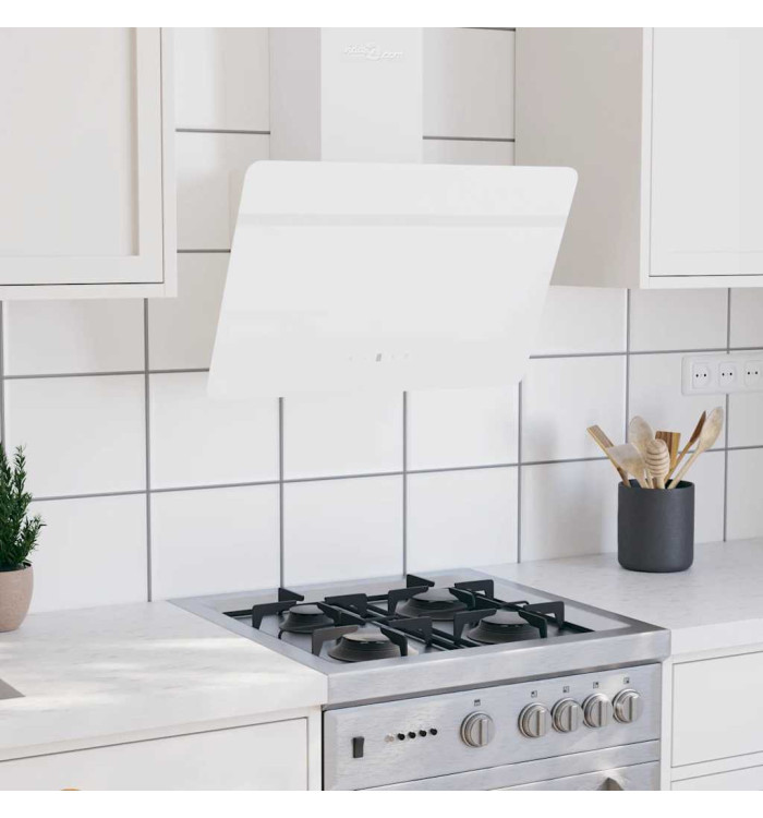 Hotte murale 60 cm Acier et verre trempé Blanc | Mobilier & Déco
