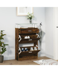 Armoire à chaussures Chêne fumé 63x24x104 cm Bois d'ingénierie | Mobilier & Déco
