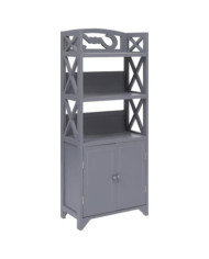 Armoire de salle de bain Gris 46x24x116 cm Bois de Paulownia | Mobilier & Déco