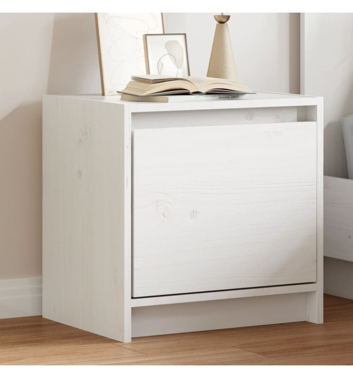 Table de chevet Blanc 40x30,5x40 cm Bois de pin massif | Mobilier & Déco
