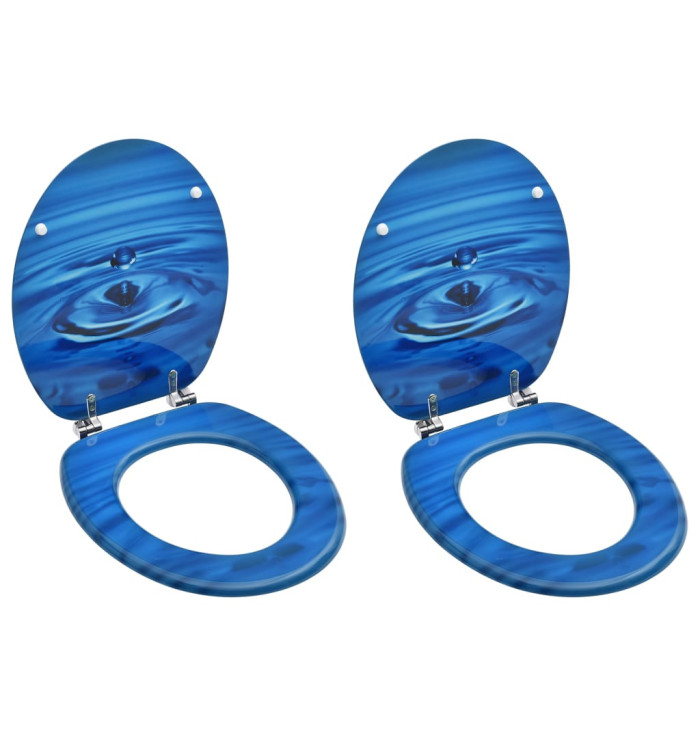 Sièges de toilette avec couvercle 2 pcs MDF Bleu Gouttes d'eau | Mobilier & Déco