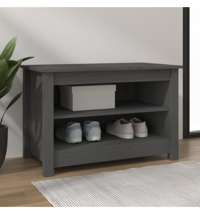 Banc à chaussures Gris 70x38x45,5 cm Bois de pin massif | Mobilier & Déco