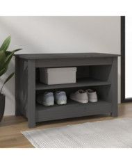 Banc à chaussures Gris 70x38x45,5 cm Bois de pin massif | Mobilier & Déco