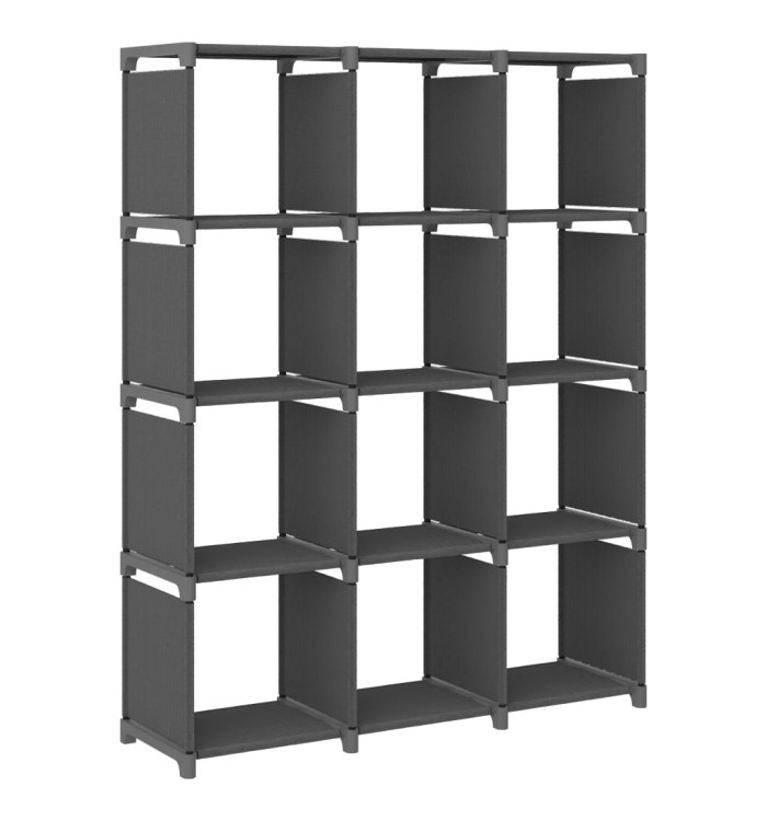 Étagère d'affichage 12 cubes Gris 103x30x141 cm Tissu | Mobilier & Déco