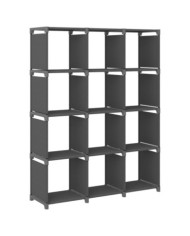Étagère d'affichage 12 cubes Gris 103x30x141 cm Tissu | Mobilier & Déco