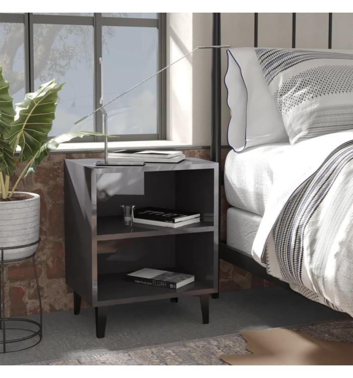 Tables de chevet pieds en métal 2 pcs gris brillant 40x30x50 cm | Mobilier & Déco