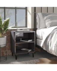 Tables de chevet pieds en métal 2 pcs gris brillant 40x30x50 cm | Mobilier & Déco
