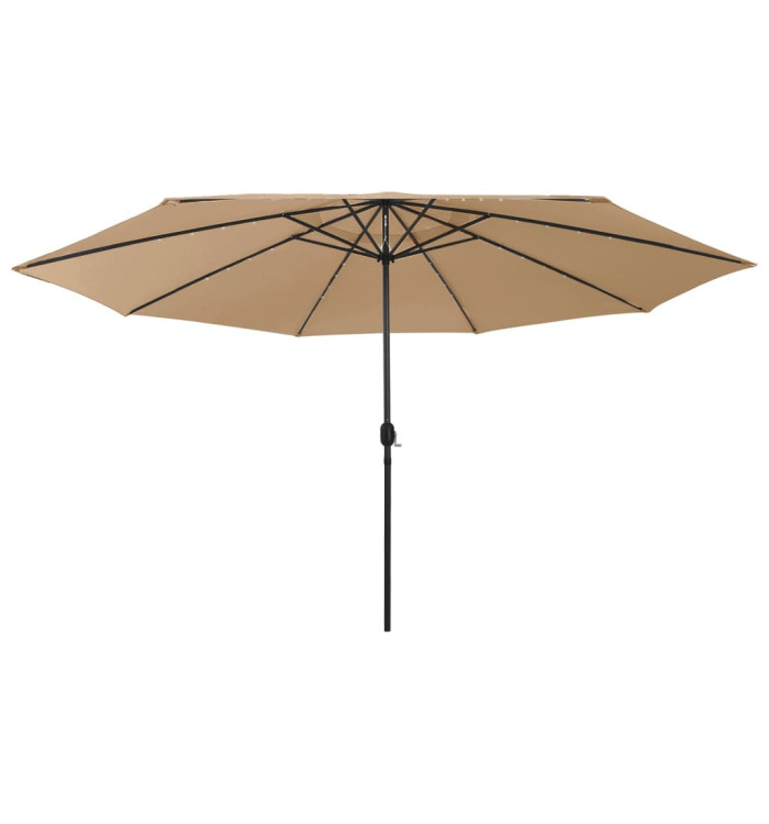 Parasol de jardin avec lumières LED et mât en métal 400cm taupe | Mobilier & Déco