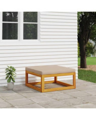 Repose-pied de jardin avec coussin taupe bois massif d'acacia | Mobilier & Déco