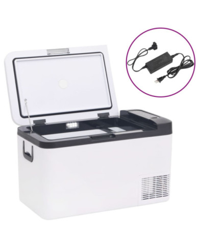 Glacière avec poignée et adaptateur noir et blanc 18 L PP et PE | Mobilier & Déco