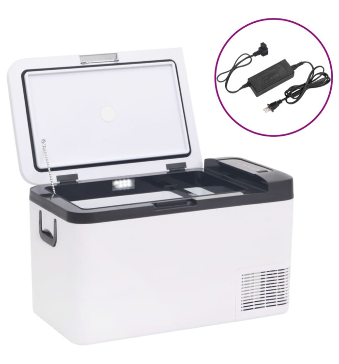 Glacière avec poignée et adaptateur noir et blanc 18 L PP et PE | Mobilier & Déco