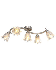 Plafonnier et abat-jour verre transparent 5 ampoules E14 Tulipe | Mobilier & Déco