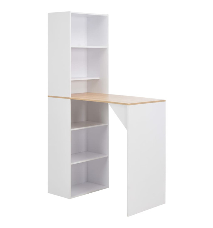 Table de bar avec armoire Blanc 115x59x200 cm | Mobilier & Déco