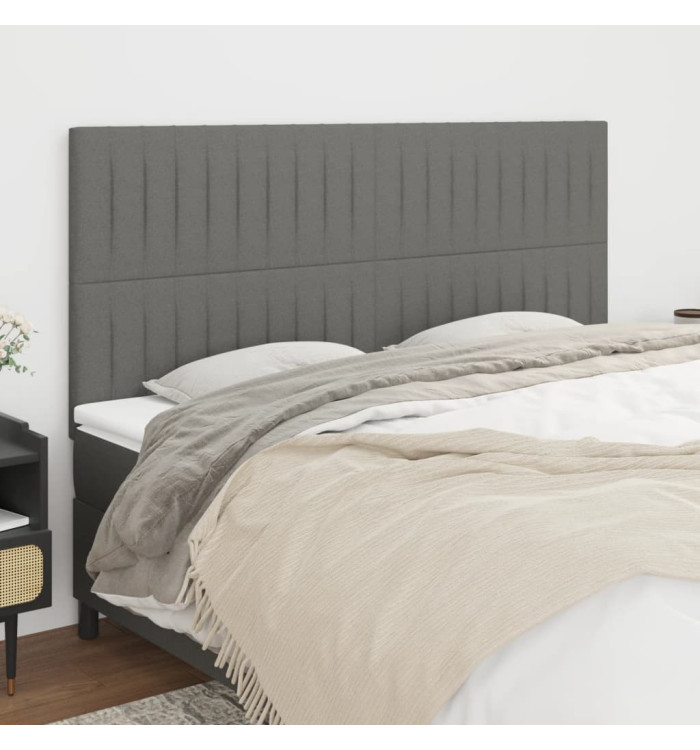 Têtes de lit 4 pcs Gris foncé 100x5x78/88 cm Tissu | Mobilier & Déco