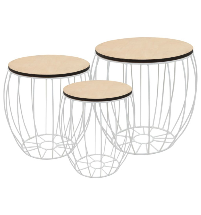 Ensemble de table basse Contreplaqué de peuplier Fer 3 pcs | Mobilier & Déco