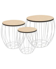 Ensemble de table basse Contreplaqué de peuplier Fer 3 pcs | Mobilier & Déco