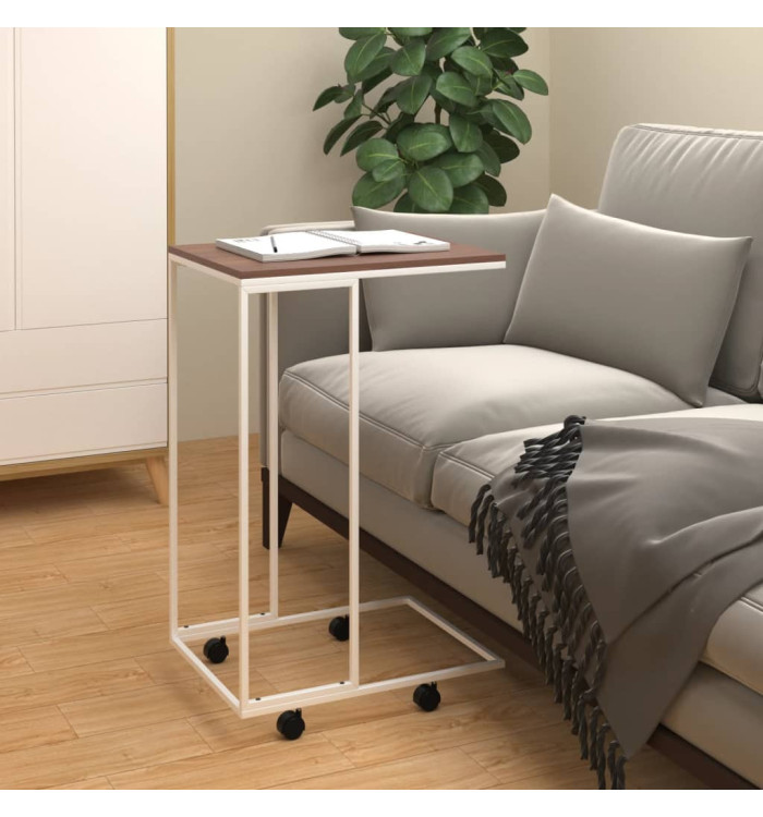Table d'appoint avec roues Blanc 40x30x63,5cm Bois d'ingénierie | Mobilier & Déco