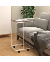 Table d'appoint avec roues Blanc 40x30x63,5cm Bois d'ingénierie | Mobilier & Déco