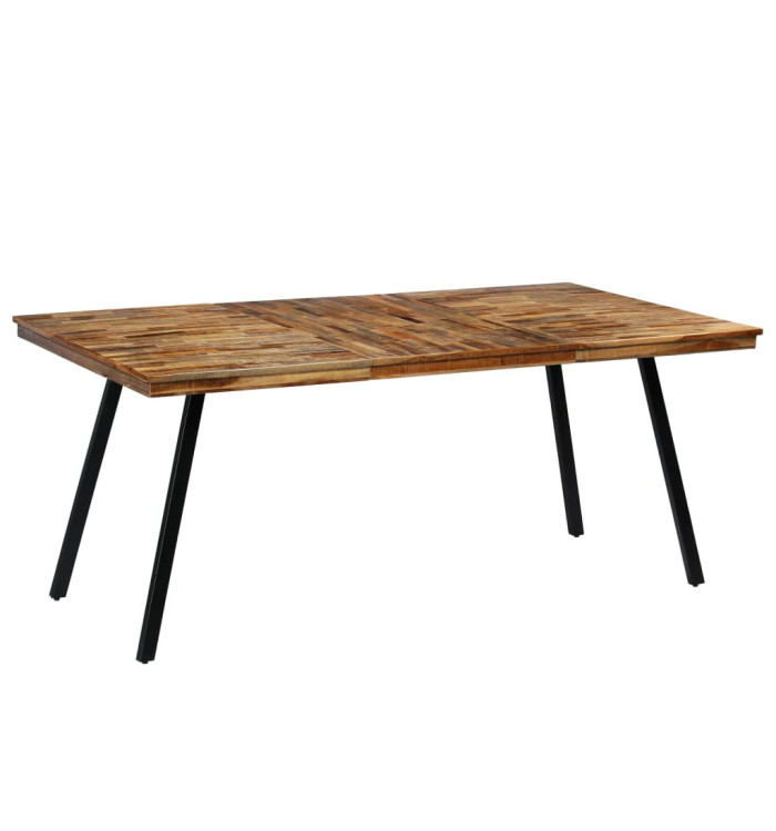 Table à manger Teck recyclé et acier 180x90x76 cm | Mobilier & Déco