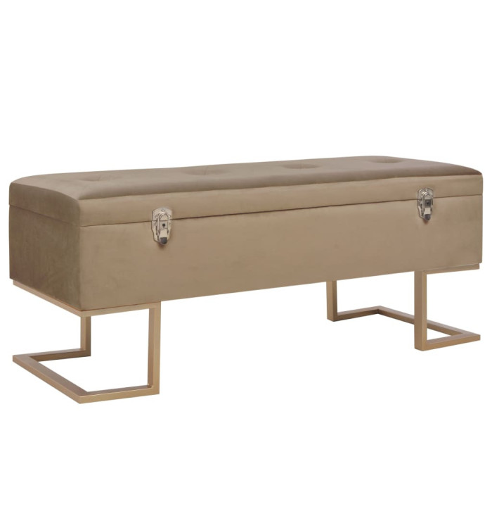 Banc avec compartiment de rangement 105 cm Beige Velours | Mobilier & Déco