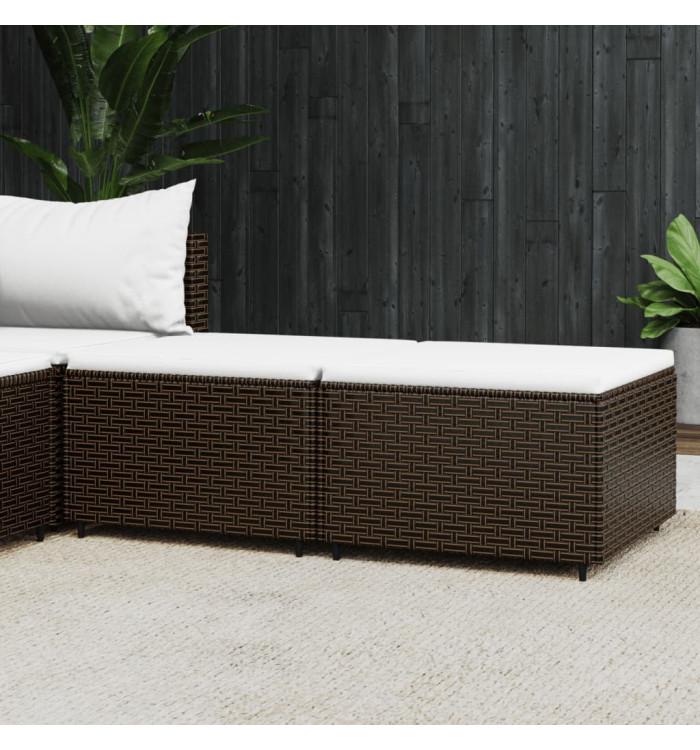 Repose-pieds de jardin coussins lot de 2 marron résine tressée | Mobilier & Déco