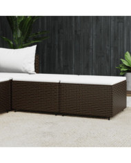 Repose-pieds de jardin coussins lot de 2 marron résine tressée | Mobilier & Déco