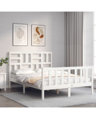 Cadre de lit sans matelas blanc bois de pin massif | Mobilier & Déco