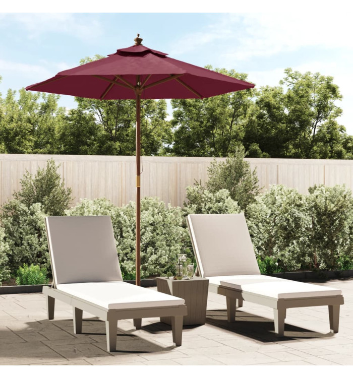 Parasol de jardin avec mât en bois rouge bordeaux 196x231 cm | Mobilier & Déco